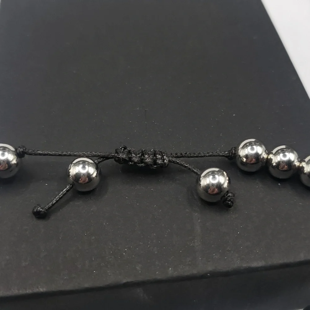 Men's Stainless Steel Adjustable Beaded with Lord's Prayer Bracelet